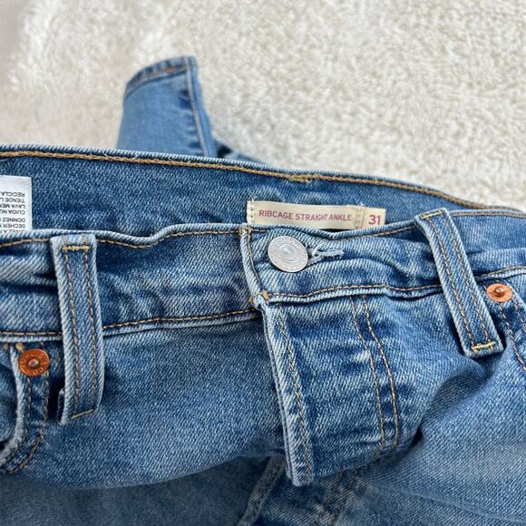 Levi's Womens Ribcage Straight Ankle Size 31 Blue Jean Denim Cotton Blend Casual - Picture 6 of 8